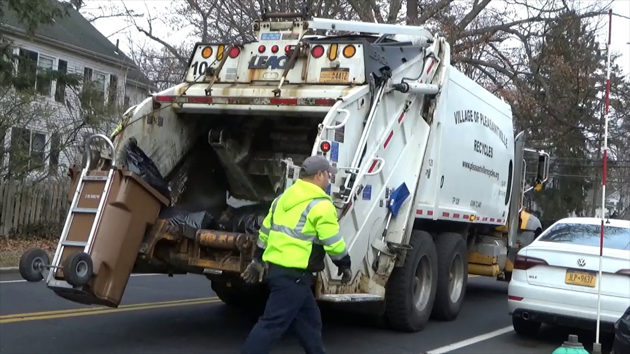 Village of pleasantville Leach Rear Loader on Trash YouTube