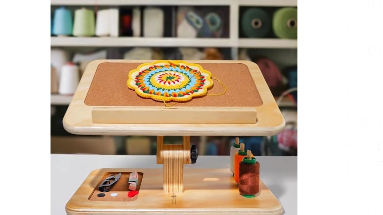 Tnstbiee Adjustable Lap Desk for Sewing & Crafting - Portable Folding Table with Wood Storage