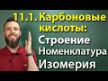 11.1. Карбоновые кислоты: Строение, номенклатура, изомерия. ЕГЭ по химии