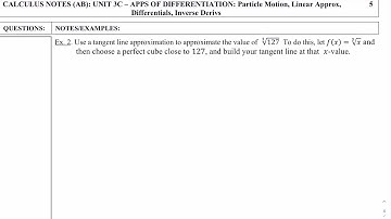 Sim CALC Apps of Differentiation: Linear Approximations - Example 2 (Video 2)
