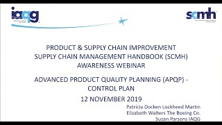 SCMH Awareness Webinar Focused on APQP Control Plan