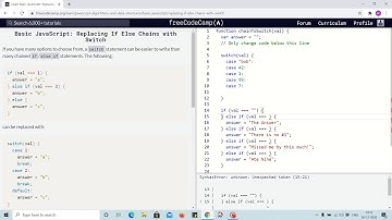 Lesson 77 - replacing if else chain with switch - freecodecamp