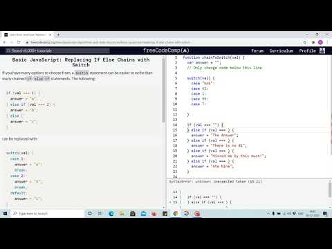 Lesson 77 - replacing if else chain with switch - freecodecamp