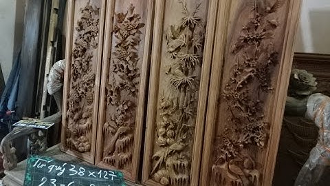 Tranh tứ quý, tùng cúc trúc mai, 23-6-2016, gỗ hương đá. KT 38 x 127 cm..Đồ Gỗ Đức Hiền