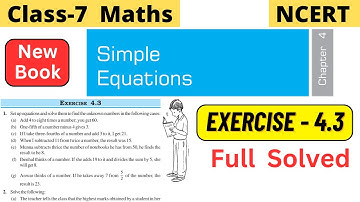 Class 7 Maths Chapter 4 Simple Equations NCERT Exercise 4.3 Full Solved #class7maths