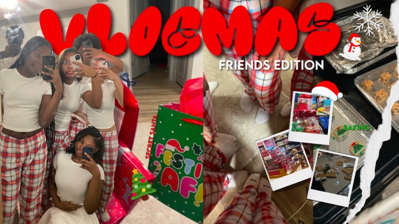 FRIENDSMAS 2024 VLOG 🎄 secret santa , gingerbread house ,  matching pjs , shopping , cooking  etc