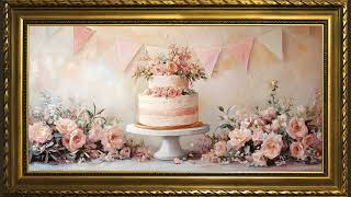 Valentine Cake Party with Roses, Vintage Oil Painting | Gold Framed TV Art Screensaver screenshot 3