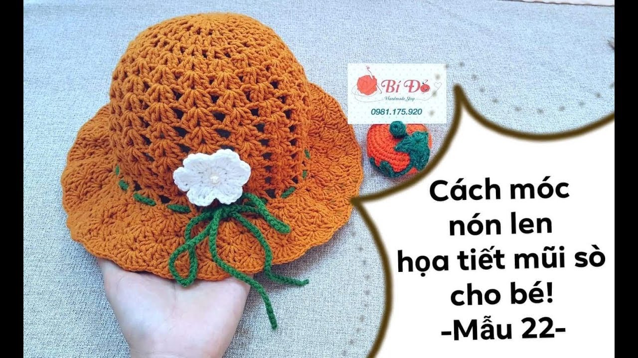 Bài 106: Hướng dẫn móc nón len cho bé họa tiết mũi sò size 3 tuổi - Mẫu ...