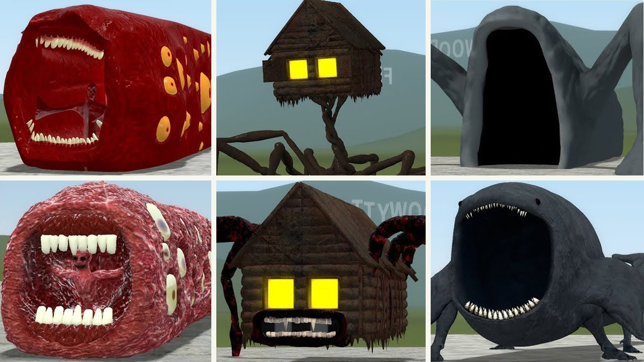 OLD AND NEW UPDATE: TRAIN EATER,THE BLOOP,HOUSEHEAD BUS EATER VS ALL TREVOR HENDERSON BATTLE In GMOD