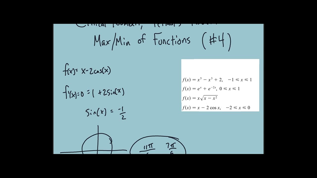 Calculus Problems : Critical Numbers / Fermat's Theorem / Extreme value theorem (#4)