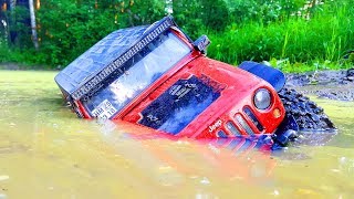 Rc Trucks Mud Off Road Rescue And Stuck Rc Jeep Wrangler Rubicon Vs Land Rover Defender 90 Part2