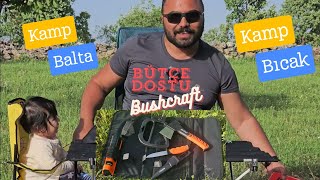Bütçe Dostu Kamp Baltası ve Kamp Bıçağı Seti İnceleme ve Test welkut BUSHCRAFT Balta