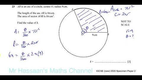 0580/02/SP/20 (IGCSE) 2020 Specimen Paper 2 Q23 Area of Sectors