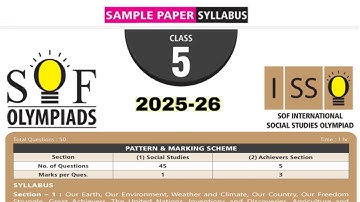 Class 5 ISSO sample paper 2025-26 / international social studies Olympiad class 5 sof ISSO Olympiad