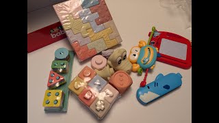 YMLGMAY 8-in-1 Montessori Baby Toys for 6-12 Months,Babies Travel Toy Set with Stacking Blocks, Pull