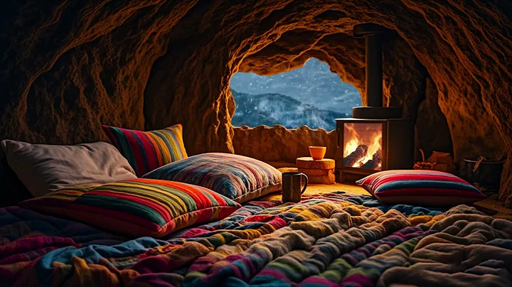 Relax In A Cozy Winter Cave With A Crackling Fire ❄ Fall Asleep Fast | Winter Ambience