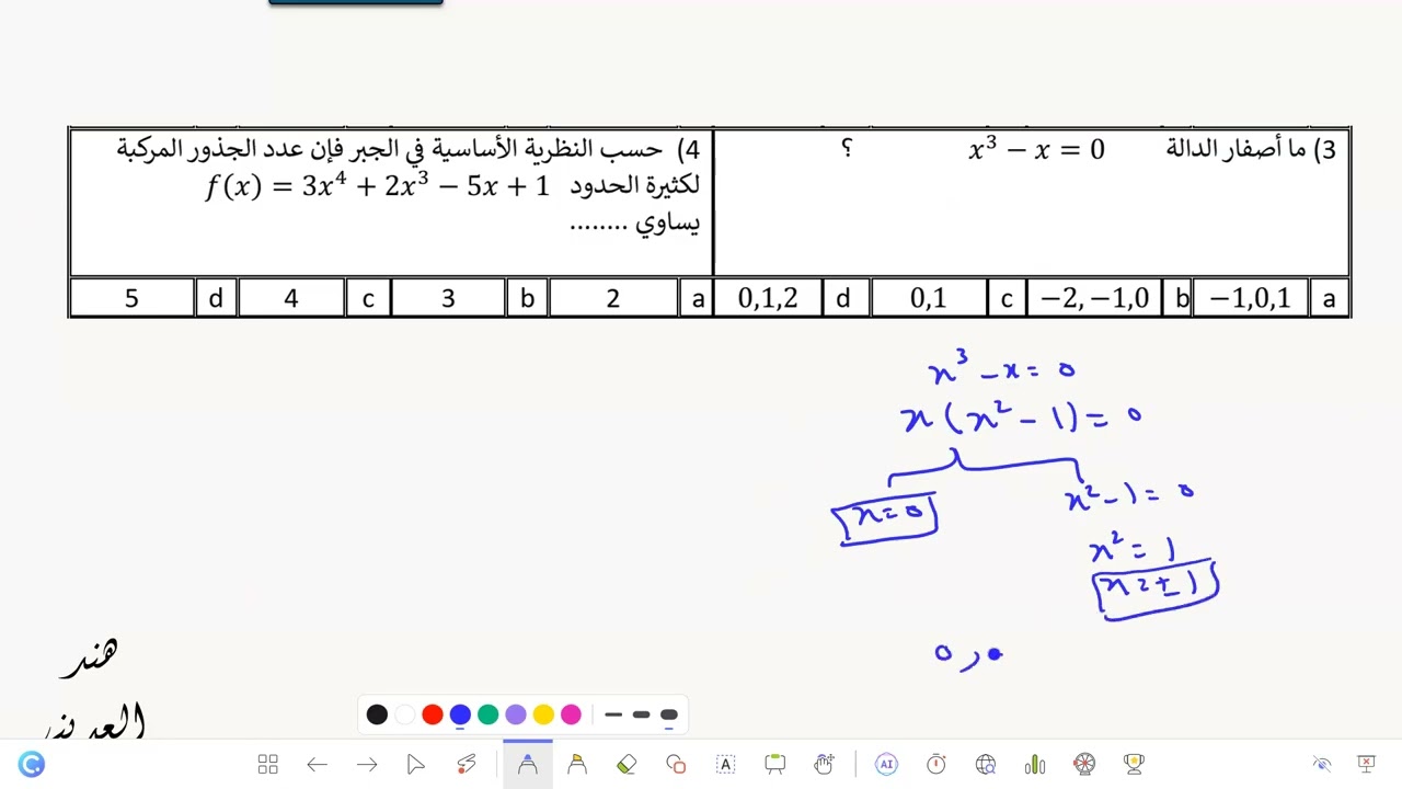 تحصيلي رياضيات ثاني ثانوي الجذور والأصفار