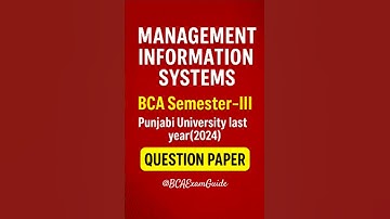 BCA Management Information systems Question Paper24 | Punjabi University #bca #sem3  #bcaexamguide