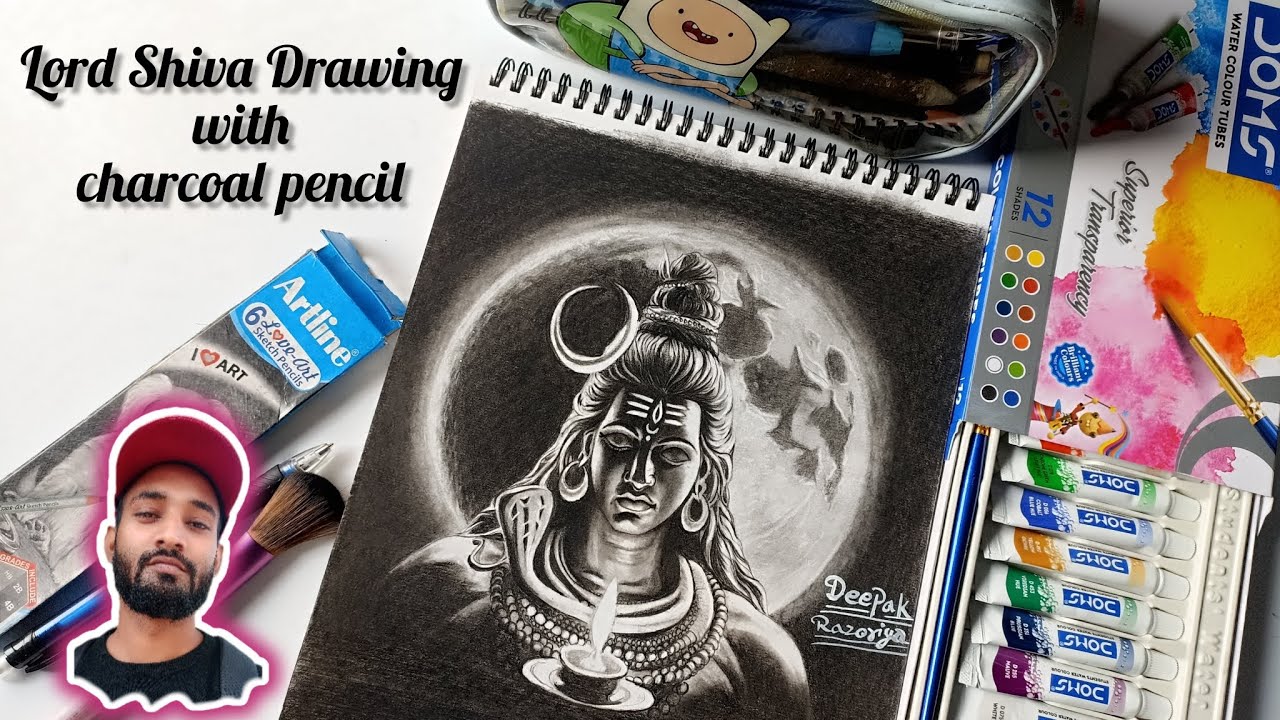 Drawing Lord Shiva Using Only Charcoal | How To Draw Lord Shiva - YouTube