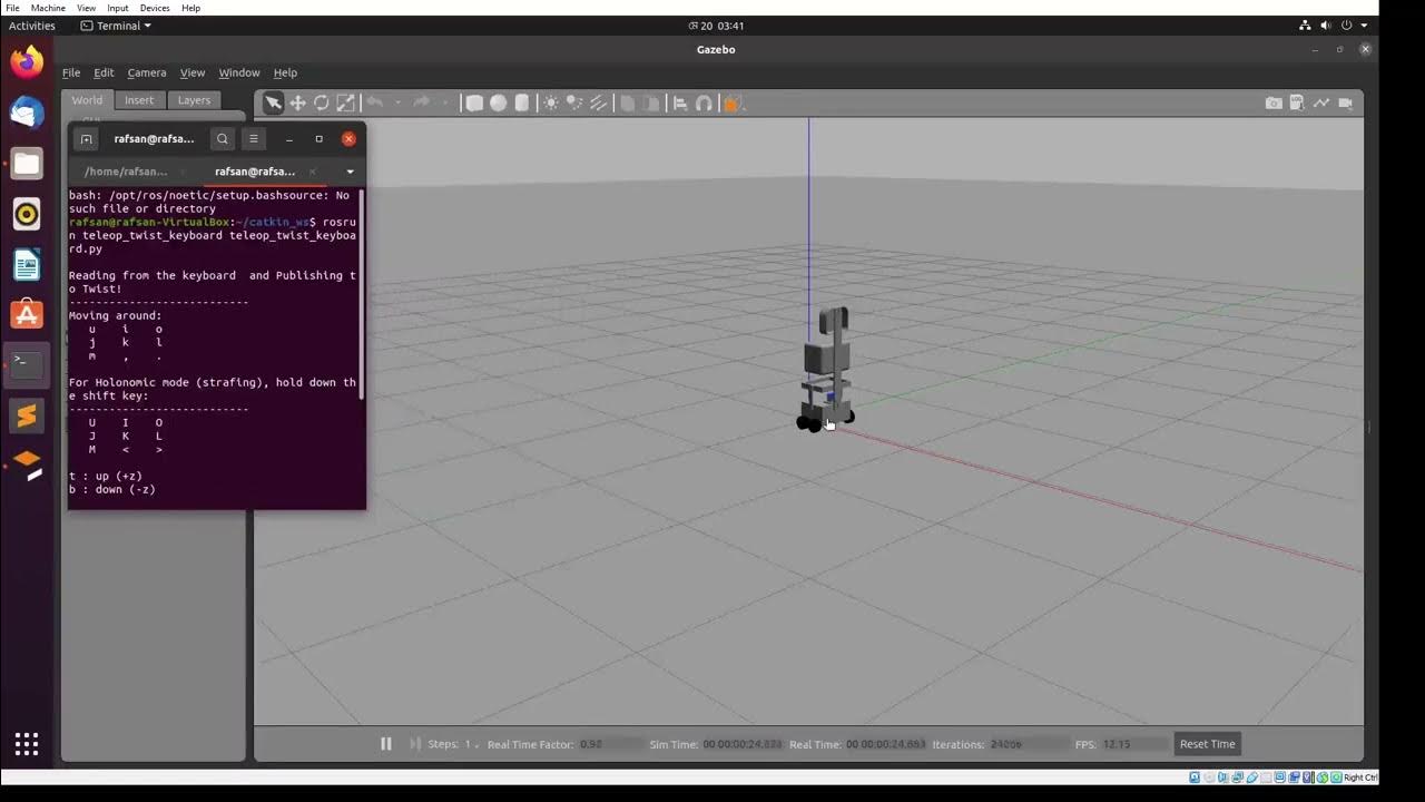 simulation of a robot using teleop twist keyboard in GAZEBO empty world