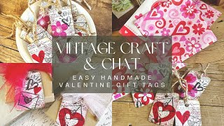 Valentine's Day Gift Tags DIY Paper Crafting Easy Napkin Decoupage Tutorial | Vintage Craft & Chat