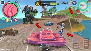 Rope Hero Vice Town - (Rope Hero Stole Public Par Bike) Pink Tank Destroy Army Tank and Helicopter