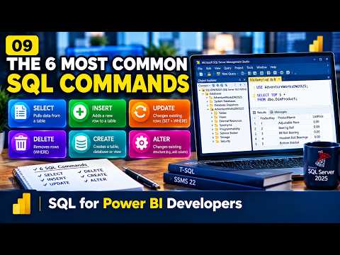 The 6 Most Common SQL Commands☑️ Video 9/30  #SQLCommands #powerbi #SQLServer #SQLForBeginners #SQL