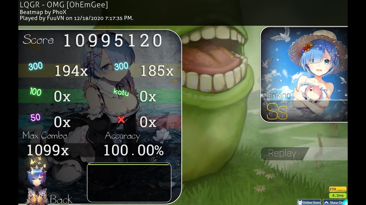 HIGHEST COMBO AND ACC?! LQGR - OMG [OhEmGee] SS 100% (Osu!)