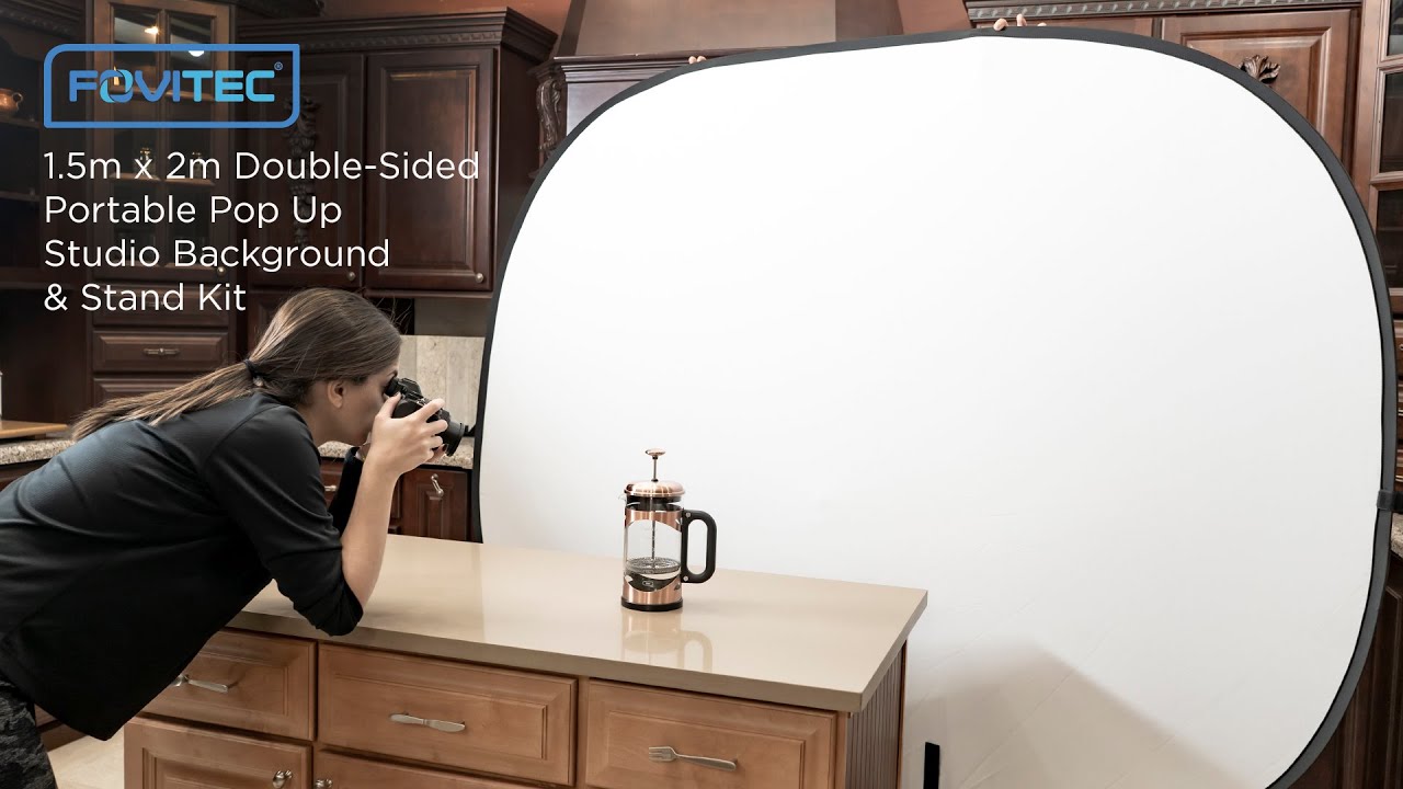 Fovitec:- 1.5m x 2m Double-Sided Portable Pop Up Studio Background And Stand Kit For Video