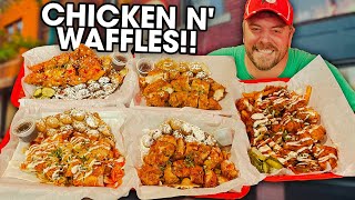 Fried Chicken and Waffles Challenge w/ Nashville Hot Chicken Fries!!