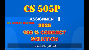 cs 505p assignment 1 solution fall 2025