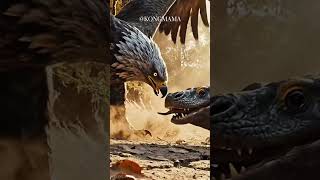 Majestic Predator vs Desert Reptile: Epic Wildlife Showdown #birdofprey #komododragon