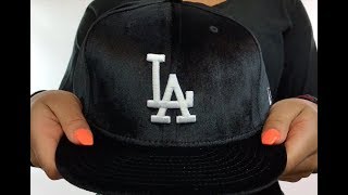 Dodgers 'TEAM-BASIC VELOUR' Black Fitted Hat by New Era
