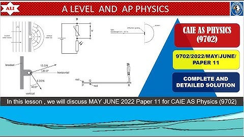 CIE A Level  Physics Paper 11-May June  2022 Paper 11-9702/MJ/2022/P11- Full and Detailed Solution