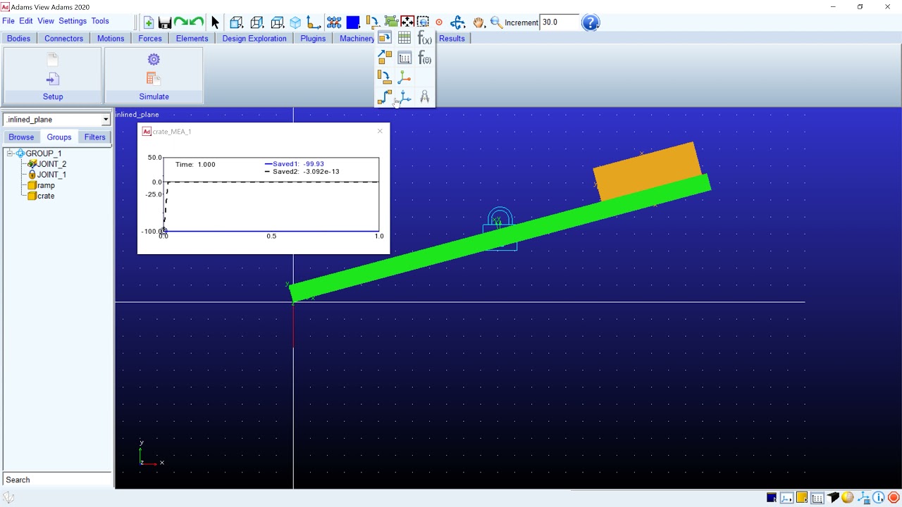 MSC Adams | Example 2: Inclined Plane