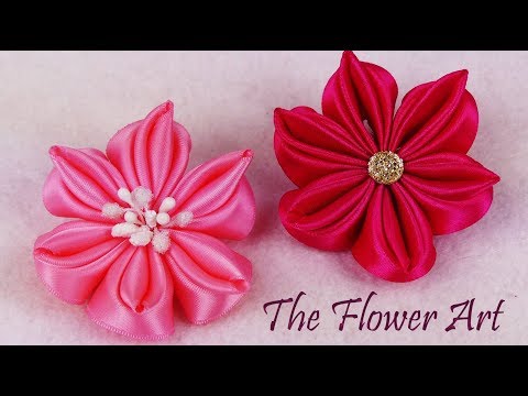 DIY Ribbon Flower I Kanzashi Flower Tutrial I How To Make Ribbon Flower