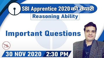 SBI APPRENTICE SERIES | Reasoning | Important Questions | By Anand Mahendras | 2:30 pm