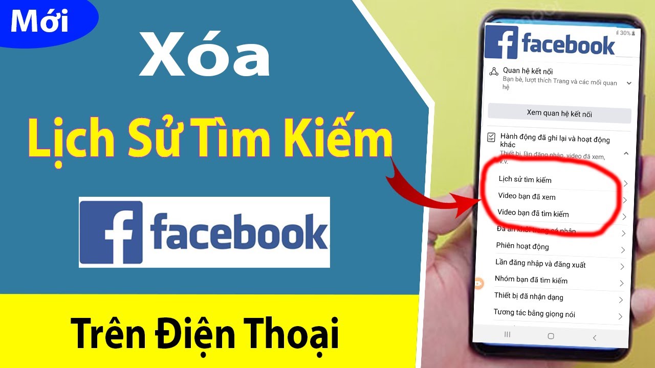 Cách Xóa Lịch Sử Tìm Kiếm và Video Đã Xem trên Facebook bằng điện thoại 