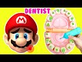 Super Mario Bros Mario Goes to Dentist &amp; Learns to Brush His Teeth | Brushing Teeth For Kids