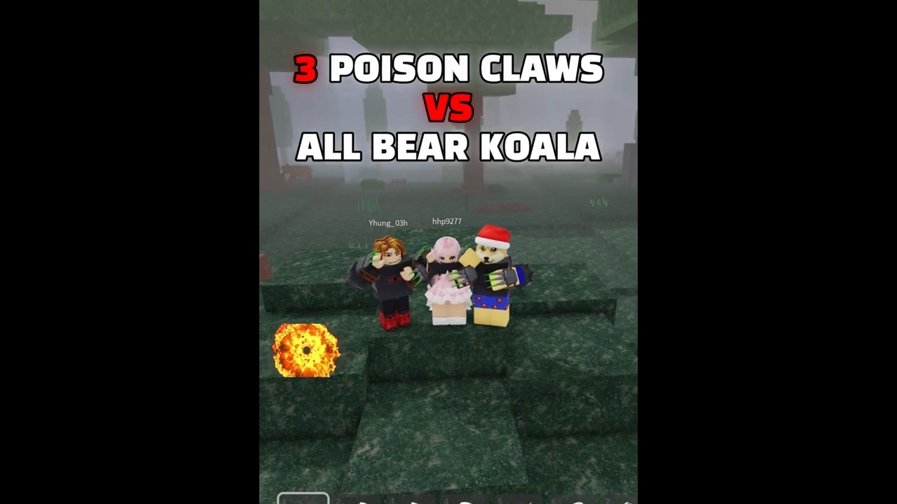 3 Poison claws vs all bear koala  #99nightintheforest #roblox  #challenge