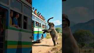 The baby elephant saved the people on the bus#animals#rescue