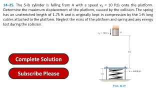 14–25. The 5-lb cylinder is falling from A with a speed | Engineering Mechanics Dynamics