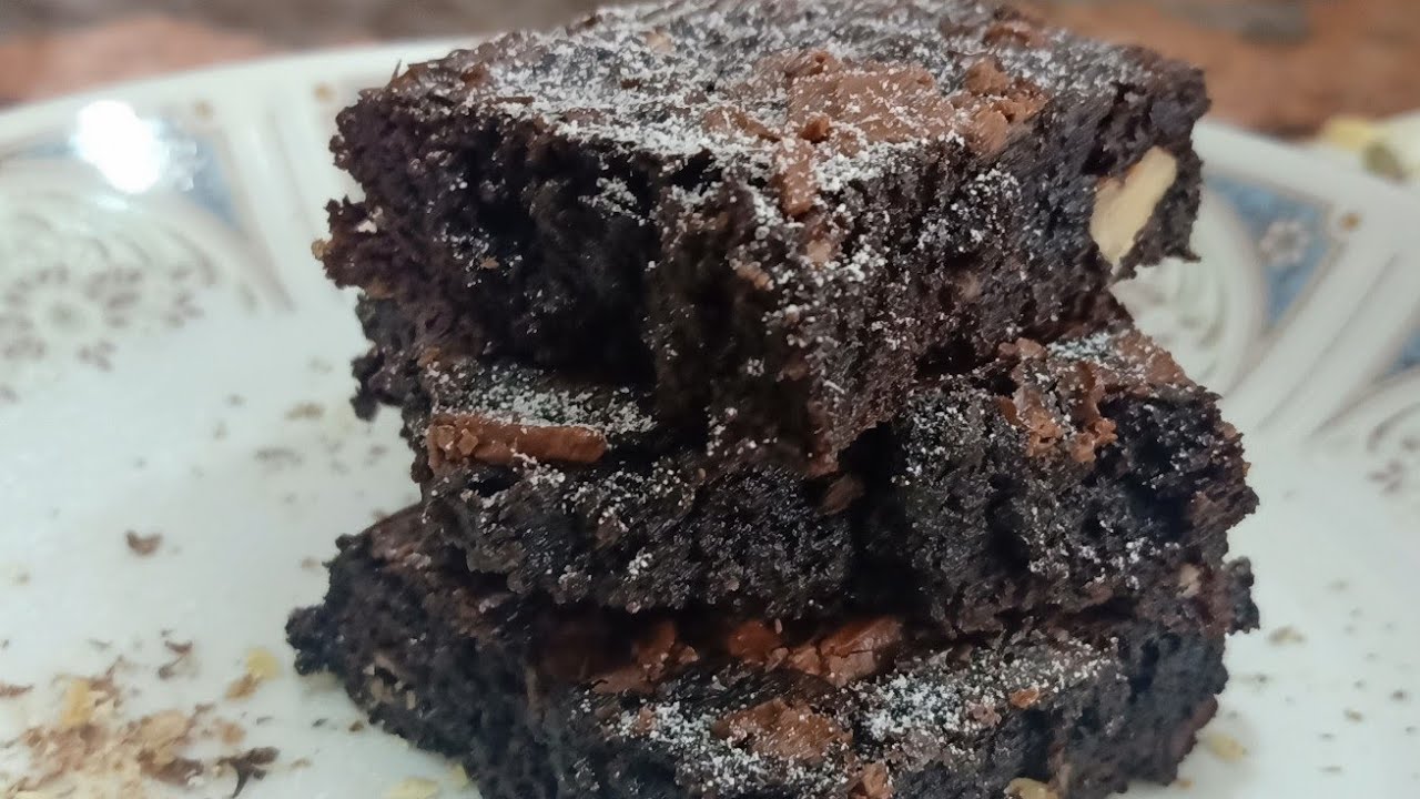 Quick Fudgy chocolate walnut brownie without oven Cooking made