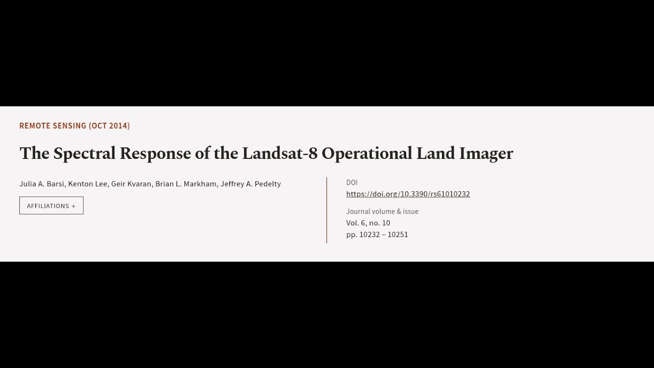 The Spectral Response of the Landsat-8 Operational Land Imager | RTCL.TV