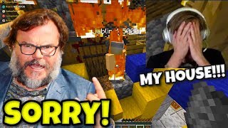 PewDiePie's Minecraft House Gets BURNED DOWN By Jack Black | PewDiePie and Jablinski Games Part 3