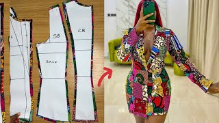 How to Draft a Blazer Jacket || Notched Collar Easy pattern Drafting Tutorial.