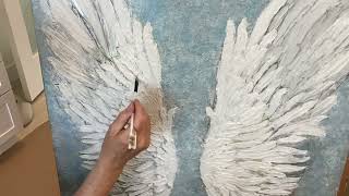 Angel Wings, Part 1 of painting in the feathers🖌 by Mary V. Mitchell