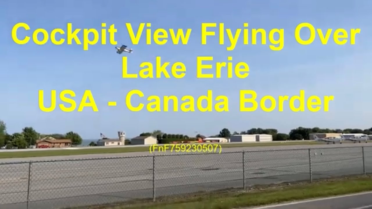 Cockpit View Flying Over Lake Erie, USA-Canada Border