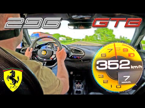 FERRARI 296 GTB // 352KMH - 220MPH // 830HP V6 Hybrid on AUTOBAHN!