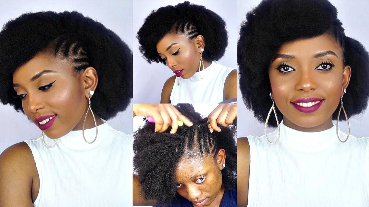 side mohawk crochet braids tutorial on short natural hair